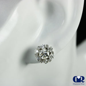 2.20 Carat Diamond Jacket Stud Earrings 18K White Gold With post - Diamond Rise Jewelry