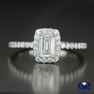 1.35 Carat Emerald Cut Diamond Eternity Engagement Ring In 18K White Gold - Diamond Rise Jewelry
