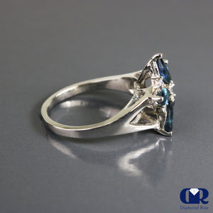 Natural 1.89 Ct Diamond & Sapphire Cocktail Ring In 14K Gold - Diamond Rise Jewelry