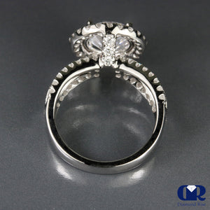 Natural 4.65 Carat Round Cut Diamond Halo Engagement Ring In 18K White Gold - Diamond Rise Jewelry