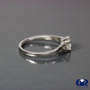 0.67 Ct Round Cut Diamond There Stone Engagement Ring In 14K Gold - Diamond Rise Jewelry