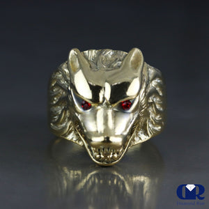 Men's 14K Solid Gold Wolf Pinky Ring - Diamond Rise Jewelry