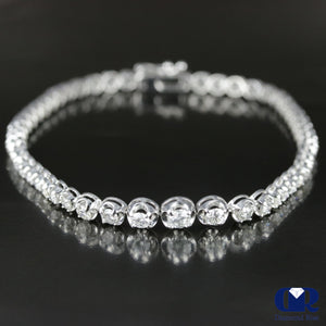 2.49 Carat Round Cut Diamond Tennis Bracelet In 14K White Gold 7.5" - Diamond Rise Jewelry