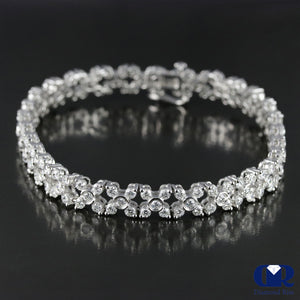Women's 5.56 Carat Round Cut Diamond Tennis Bracelet In 14K White Gold - Diamond Rise Jewelry