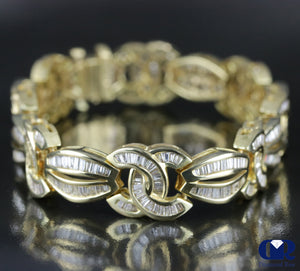 Women's 5.80 Carat Baguette Diamond Bracelet In 14K Yellow Gold - Diamond Rise Jewelry