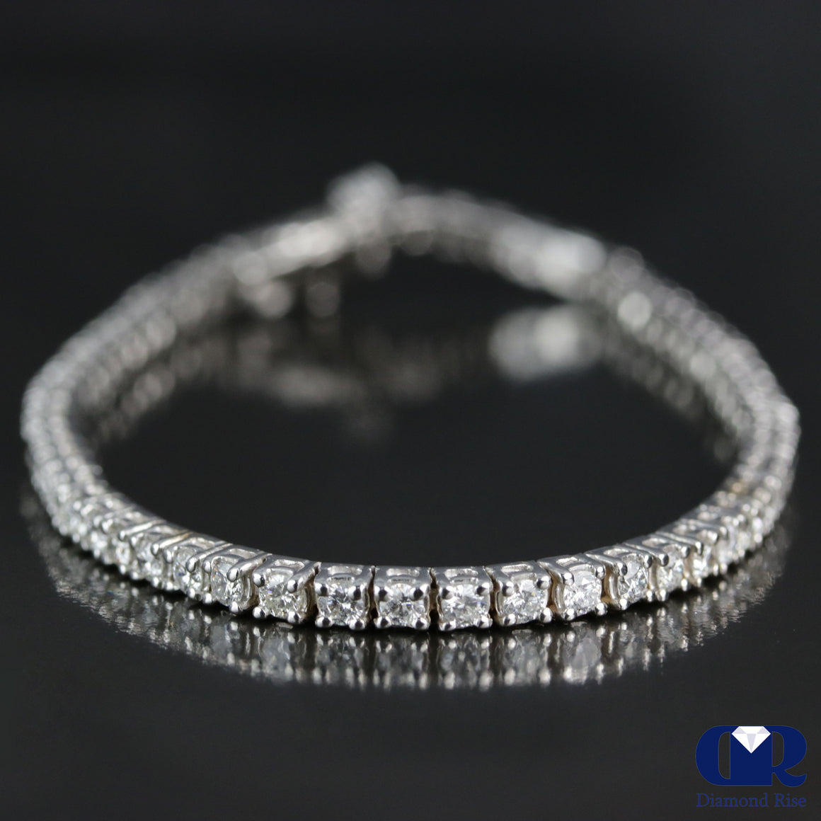 Women's 3.00 Carat Round Cut Diamond Tennis Bracelet In 14K White Gold - Diamond Rise Jewelry