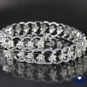 2.48 Carat Round Cut Diamond Floral Shaped Bracelet In 18K White gold - Diamond Rise Jewelry