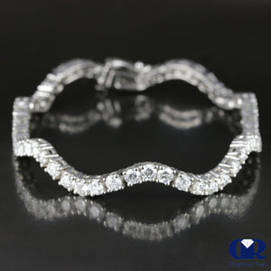 6.00 Carat Round Cut Diamond Wave Style Tennis Bracelet In 14k White Gold - Diamond Rise Jewelry