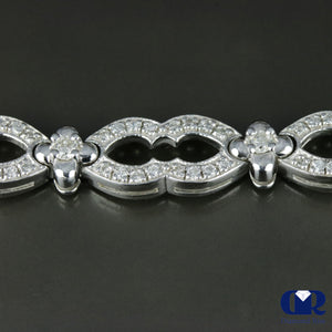 Women's 2.95 Carat Round Cut Diamond Vintage Style Bracelet In 14K White Gold - Diamond Rise Jewelry