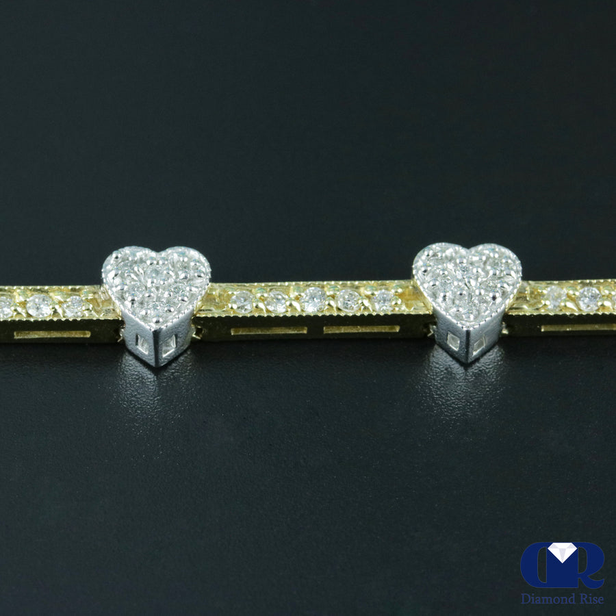 Women's 2.40 Round Cut Diamond Tennis Bracelet In 14K White & Yellow Gold - Diamond Rise Jewelry