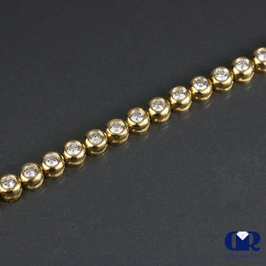 Natural 1.68 Carat Round Cut Diamond Tennis Bracelet In 14K Yellow Gold