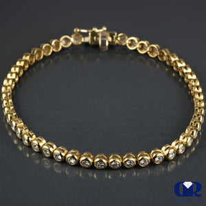 Natural 1.68 Carat Round Cut Diamond Tennis Bracelet In 14K Yellow Gold