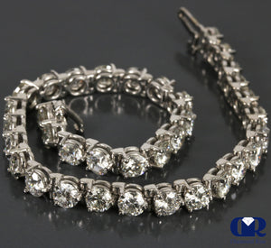 Natural 11.55 Carat Round Cut Diamond Tennis Bracelet 14K White Gold 7"