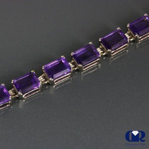 Natural Classic 27.10 Carat Purple Amethyst Tennis Bracelet 14K White Gold 7"