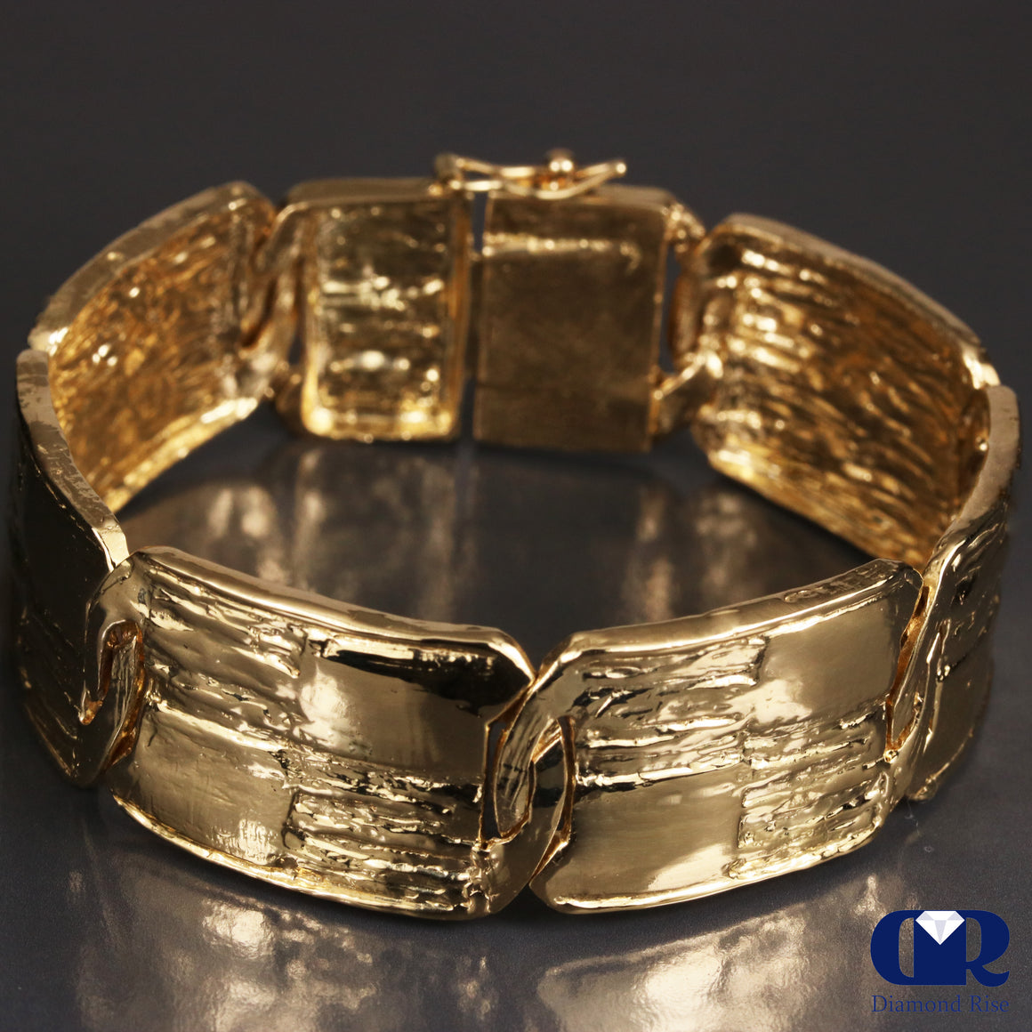 Large 14K Solid Yellow Gold Handmade Bangle Bracelet 6.75"