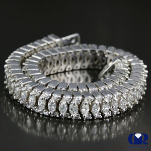 Heavy 11.42 Carat Diamond Tennis Bracelet In 14K White Gold - Diamond Rise Jewelry
