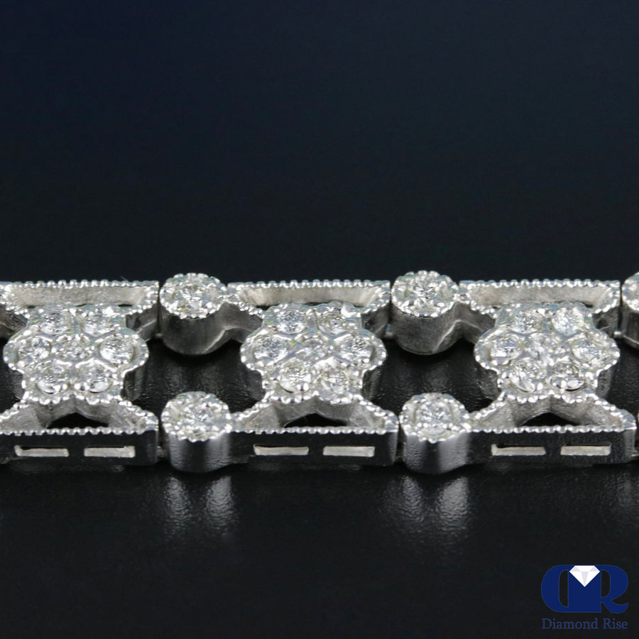 Women's vintage 3.50 Carat Round Cut Diamond Bracelet In 14K White Gold - Diamond Rise Jewelry