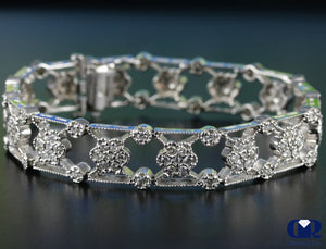Women's vintage 3.50 Carat Round Cut Diamond Bracelet In 14K White Gold - Diamond Rise Jewelry