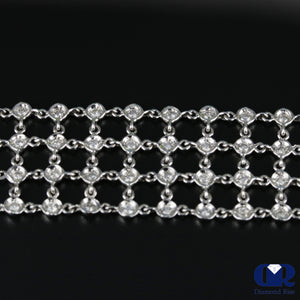 Women's 3.72 Carat Round Cut Diamond Soft Flexible Bracelet In 18K White Gold - Diamond Rise Jewelry