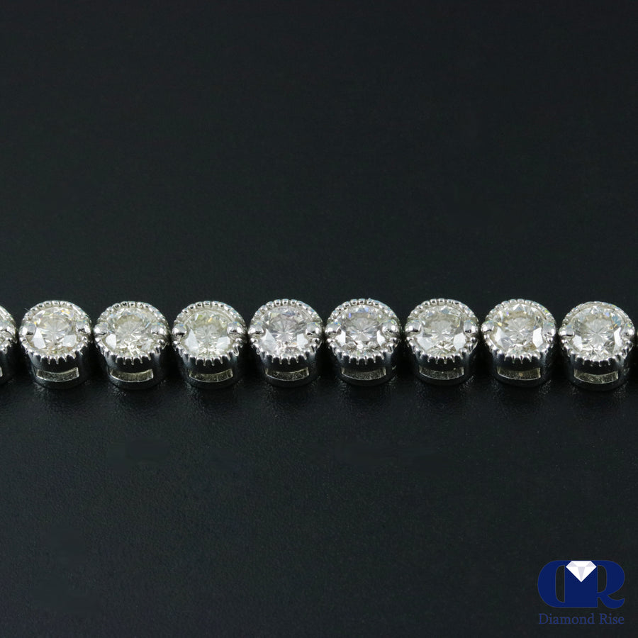 Women's 9.36 Carat Round Cut Diamond Tennis Bracelet In 14K White Gold - Diamond Rise Jewelry