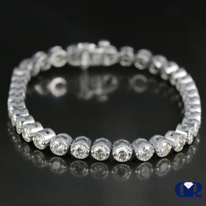 Women's 9.36 Carat Round Cut Diamond Tennis Bracelet In 14K White Gold - Diamond Rise Jewelry