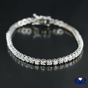 Natural 1.60 Carat Round Cut Diamond Tennis Bracelet In 14K White Gold 6 3/4"