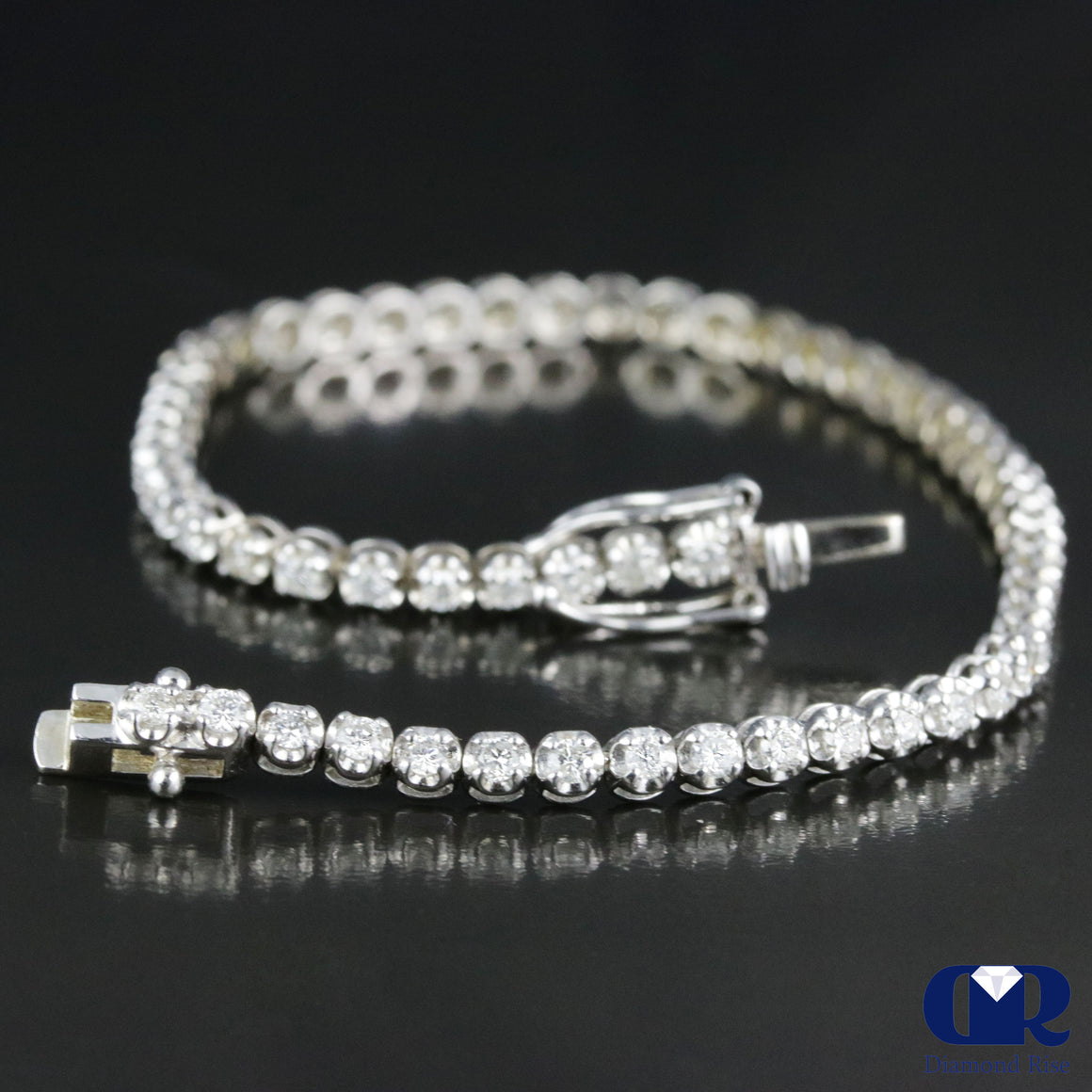 1.75 Carat Round Cut Diamond Tennis Bracelet In 14K White Gold - Diamond Rise Jewelry