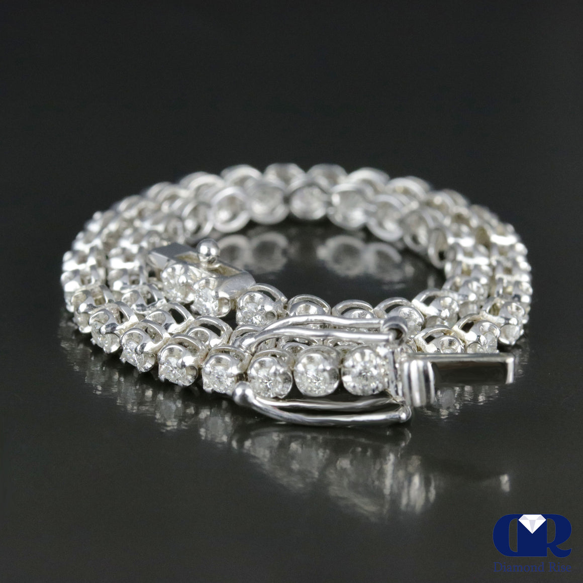 1.87 Ct Round Cut Diamond Tennis Bracelet In 14K White Gold 7" - Diamond Rise Jewelry