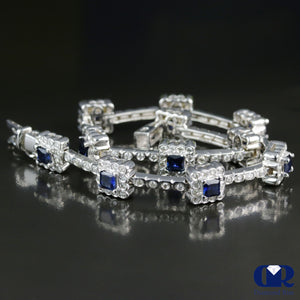 Women's 4.67 Carat Diamond & Sapphire Tennis Bracelet In 18K White gold - Diamond Rise Jewelry