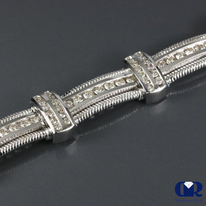 6.65 Carat Natural Diamond Bracelet In 14K White Gold