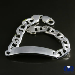 Men's Solid 10K White Gold 11 mm ID Mariner Link Bracelet 8.5" - Diamond Rise Jewelry