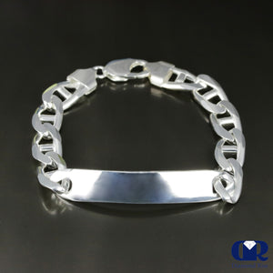 Men's Solid 10K White Gold 11 mm ID Mariner Link Bracelet 8.5" - Diamond Rise Jewelry