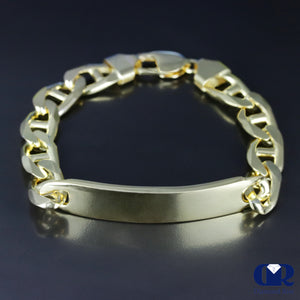Men's 11 mm's Heavy Sterling Silver Over 18K Yellow Gold ID Mariner Link Bracelet 8.5" - Diamond Rise Jewelry