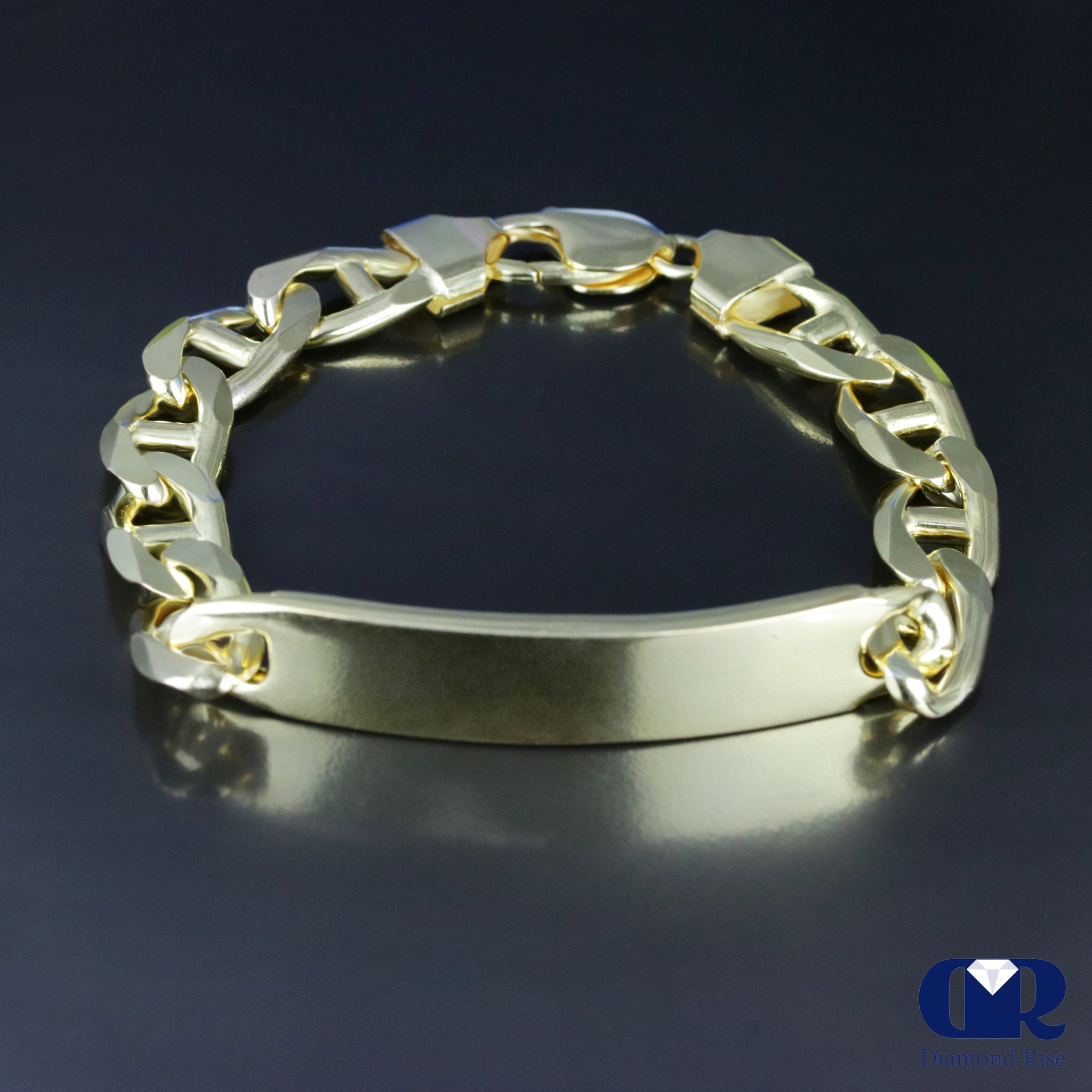 Amazon.com: Jewelry Affairs 14k Yellow Gold Curb Link Mens ID Bracelet,  8.5