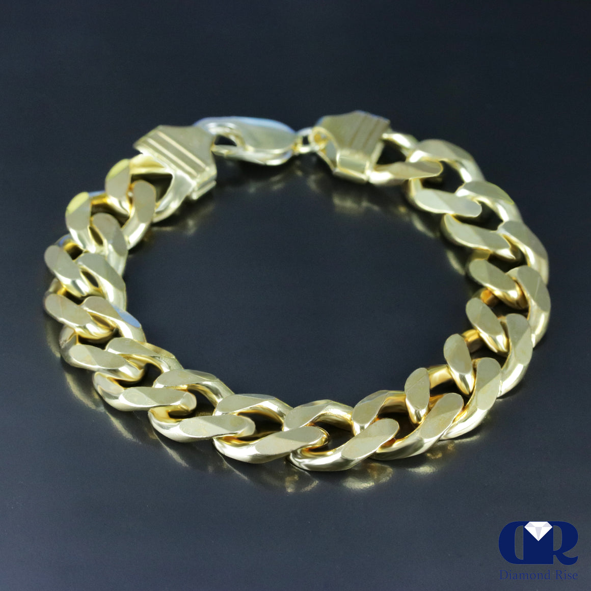 Men's Solid 10K Yellow Gold 12 mm Miami Cuban Chain Bracelet 8" - Diamond Rise Jewelry