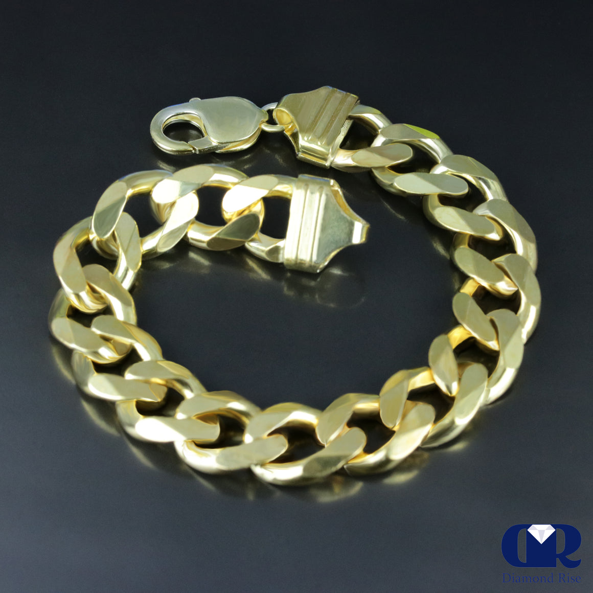 Men's Solid 14K Yellow Gold 12 mm Miami Cuban Chain Bracelet 8" - Diamond Rise Jewelry
