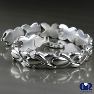 Men's 9.50 mm Pure 14K White Gold Twisted Style Chain Link Bracelet - Diamond Rise Jewelry
