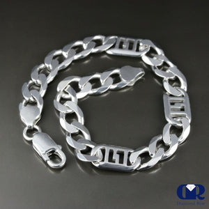 Men's Pure 10K White Gold 9 mm Figaro Link Chain bracelet - Diamond Rise Jewelry