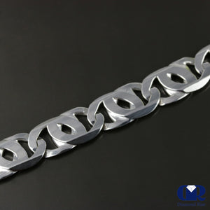 Men's Solid 14K White Gold 10.35 mm Mariner Link Chain Bracelet - Diamond Rise Jewelry