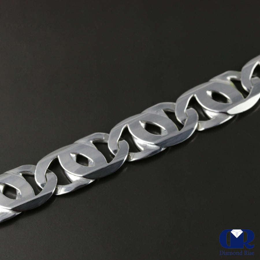 Men's Sterling Silver 13 mm Mariner Link Chain Bracelet - Diamond Rise Jewelry