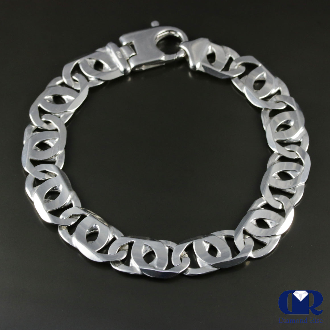Men's Sterling Silver 13 mm Mariner Link Chain Bracelet - Diamond Rise Jewelry