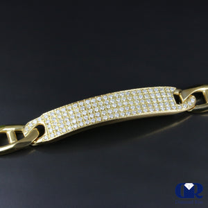 Men's Diamond 14K Yellow Gold ID Bracelet Mariner Link 11 mm - Diamond Rise Jewelry