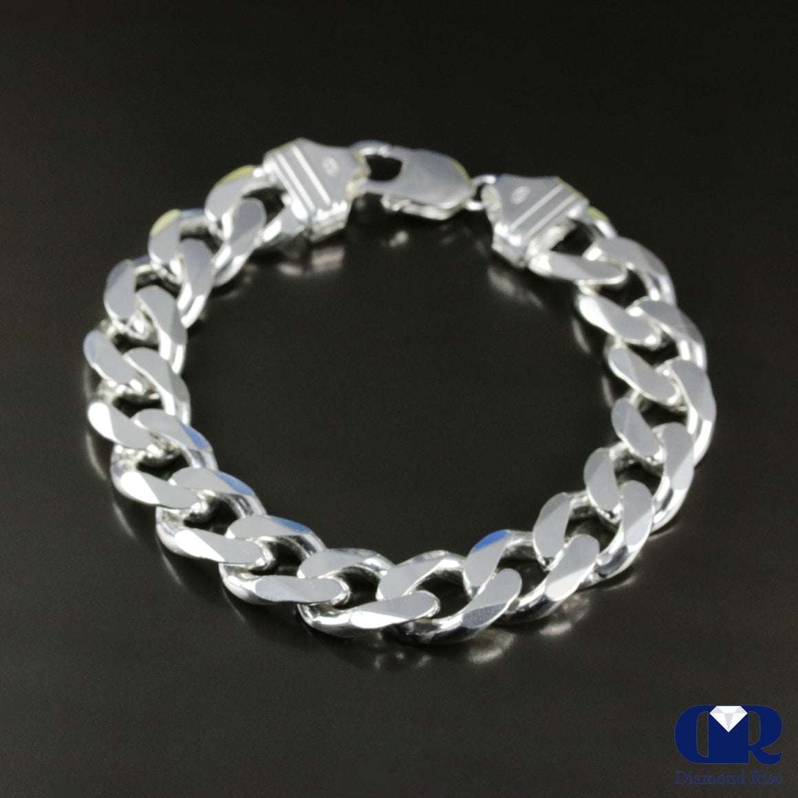 Men's .925 Sterling Silver 12 mm Miami Cuban Chain Bracelet 8" - Diamond Rise Jewelry