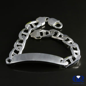 Men's 11 mm's Heavy Sterling Silver ID Mariner Link Bracelet 8.5" - Diamond Rise Jewelry
