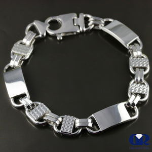 Men's 10 mm Heavy 10K White Gold Byzantine Chain Bracelet - Diamond Rise Jewelry