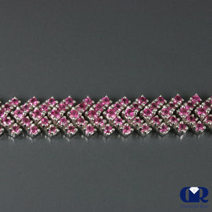 Women's Natural 9.76 Carat Ruby Bracelet In 14K White Gold - Diamond Rise Jewelry