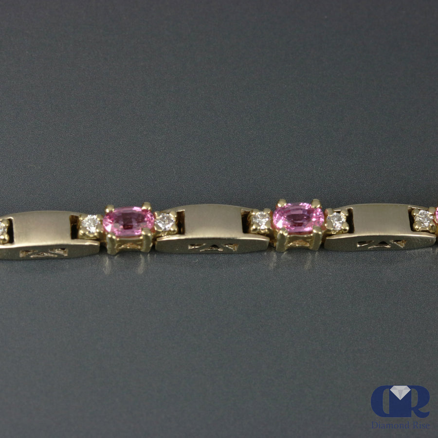 Women's Pink Sapphire & Diamond Bracelet In 14K White & Yellow Gold - Diamond Rise Jewelry