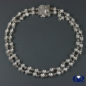Women's 1.20 Carat Round Cut Diamond Soft Flexible Bracelet In 14K White Gold - Diamond Rise Jewelry
