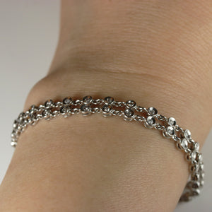 Women's 1.20 Carat Round Cut Diamond Soft Flexible Bracelet In 14K White Gold - Diamond Rise Jewelry