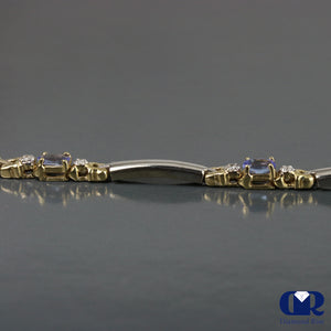 Women's Tanzanite & Diamond Tennis Bracelet In 14K Yellow & White Gold - Diamond Rise Jewelry